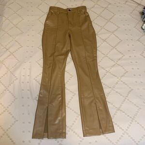 Abercrombie & Fitch camel vegan leather high rise pants